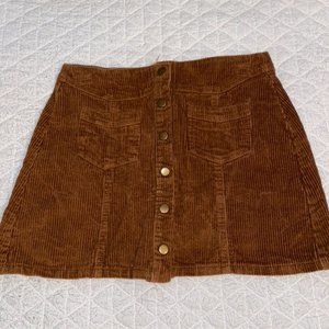 Button down corduroy skirt